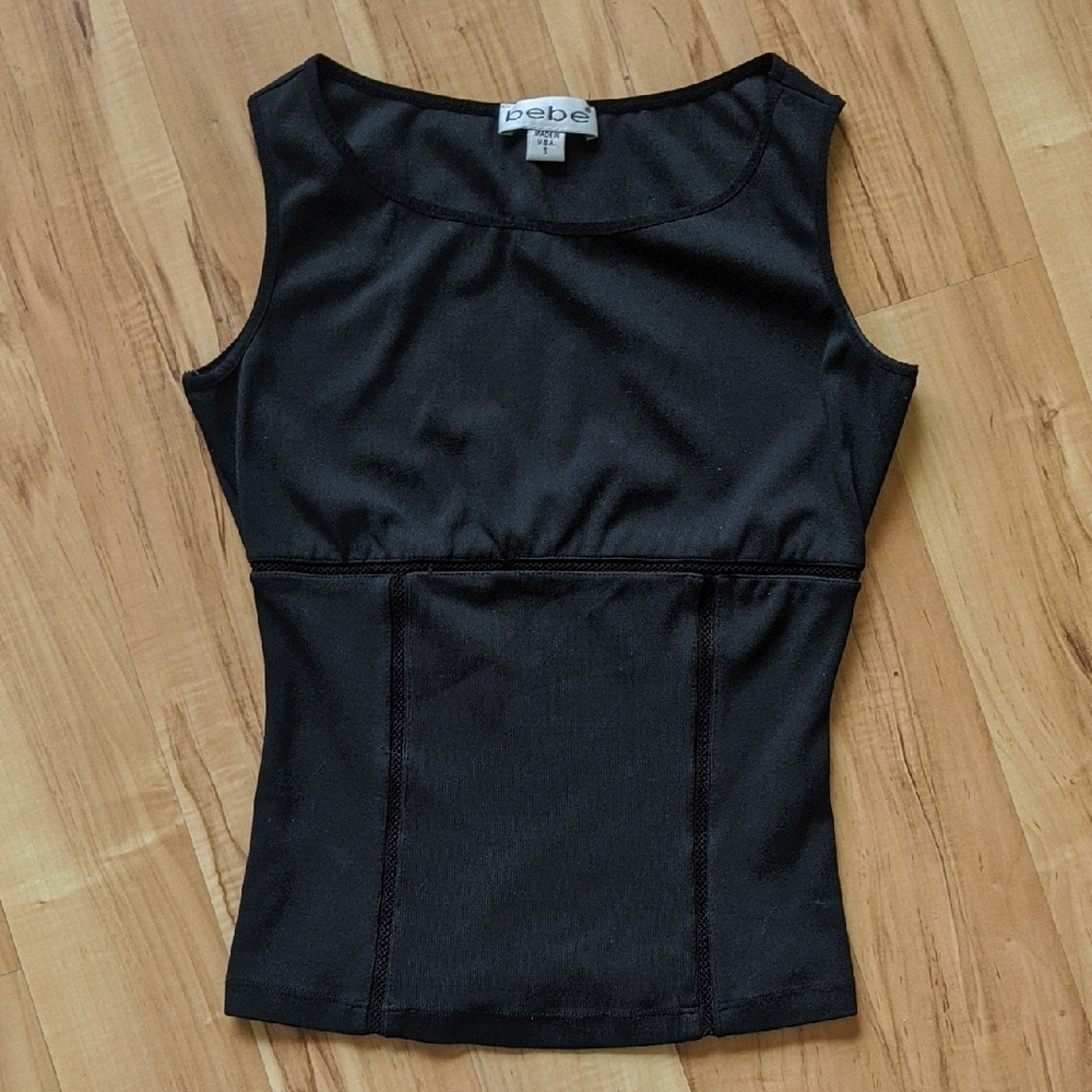 Bebe Black Fitted Sleeveless Tank Top